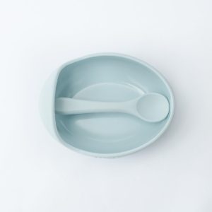Silicone bowl and spoon set top view