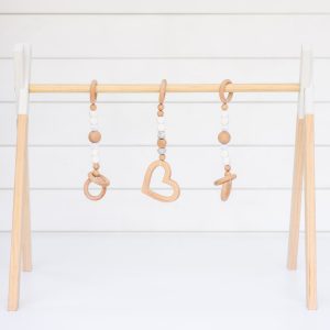 Play gym in natural timber and white with accessories